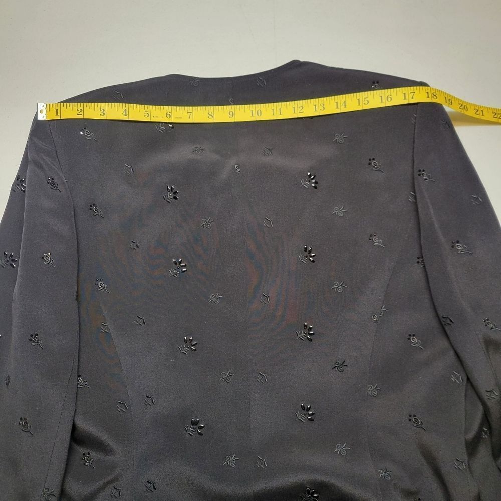 Preston & York Silk Black Embellished Women's Blazer Zipper Jacket - Picture 10 of 12